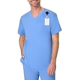 Hanes Mens Scrubs Healthcare Top, Scrub Shirt for Men, Moisture-Wicking & Odor Control, One Pocket