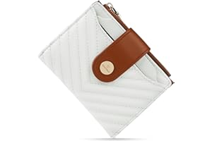 Sunpour Small Womens Wallet,Slim Bifold Leather Wallet for Women RFID Card Holder Ladies Compact Pocket Wallet Small Wallet for Crossbody Bag(Beige＆Brown)