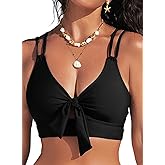 Herseas Push Up Bikini Top for Wome Knot Tie Swim Tops Adjustable Double Spaghetti Straps Swimsuit Top 2026