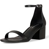 Amazon Essentials Women's Two Strap Heeled Sandals with Adjustable Ankle Strap, Padded Memory Foam Insole