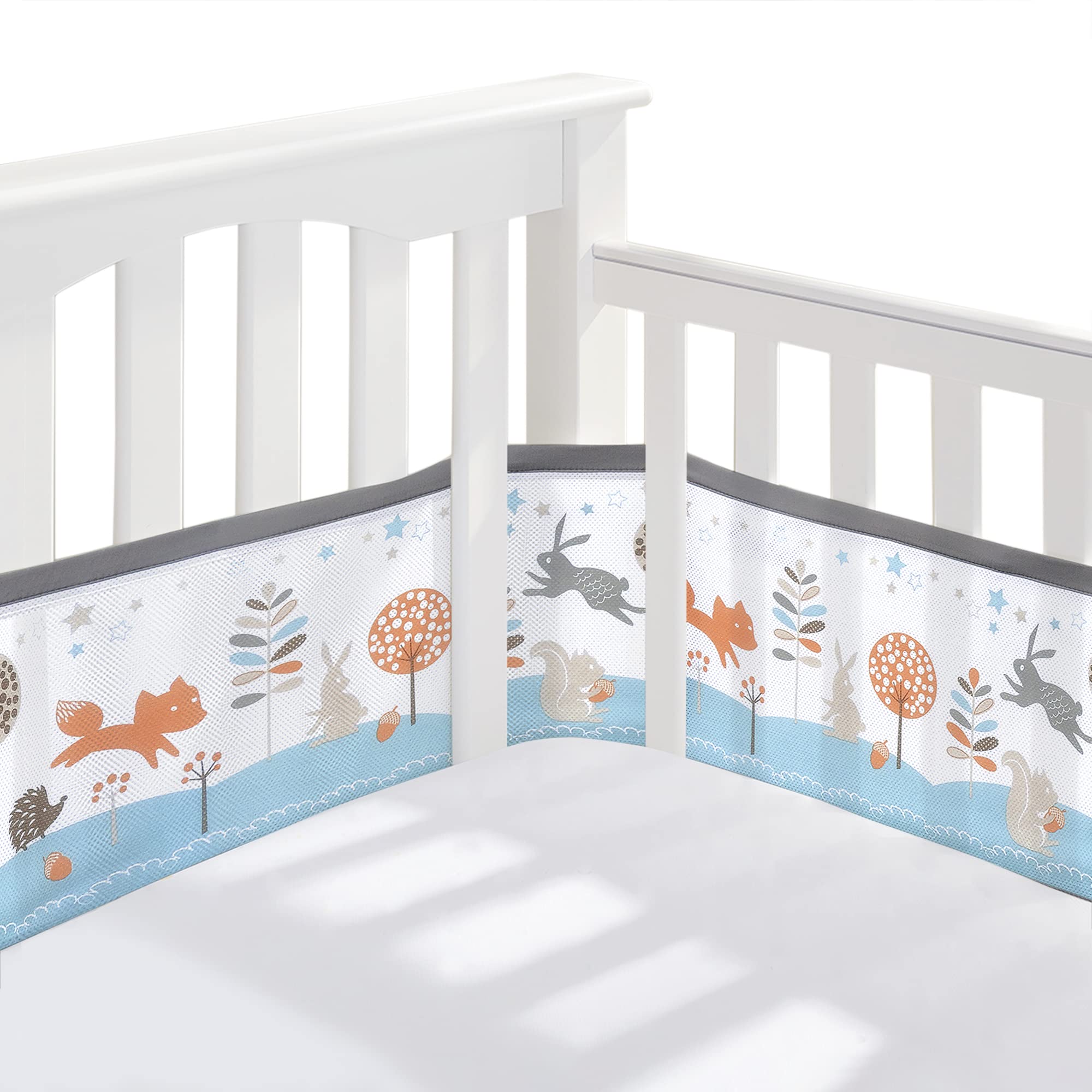 BreathableBaby Breathable Mesh Liner For Cot Beds — Covers 4 Sides — Classic — 3 mm — Enchanted Forest — Long + Short Panels — Non-Padded Single Layer — Safer Than a Crib Bumper — UK/EU Safety Tested