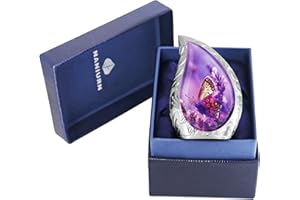 NANIURN Small Urns for Human Ashes Keepsake, Cremation Urn for Ashes for Women & Men, Purple Butterfly and Lavender, Mini Teardrop Decorative, Human Urns for Ashes - Brass Miniature Tear Drop