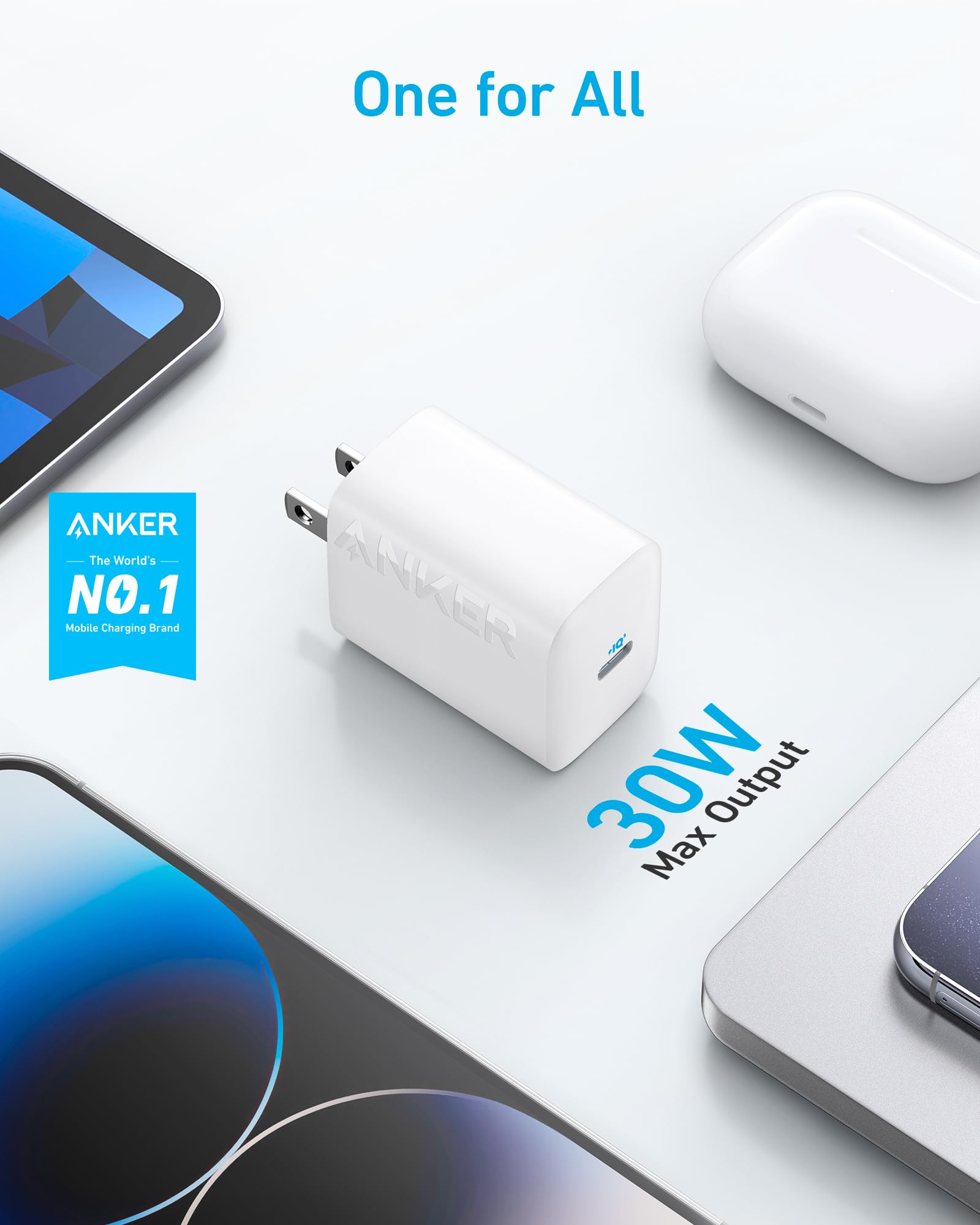 30W USB-C Charger, Anker 312 Charger with Compact and Foldable Design, 2-Pack 30W Fast Charger for iPhone 17/16/15 Series, Samsung S23, MacBook Air, Pixelbook, iPad Pro, and More (Cable Not Included)