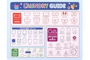 Laundry Symbols Magnet, Laundry Symbols Chart Magnet Easy Clothing Care for Home Laundromats Dorms Washing Drying Ironing Wat