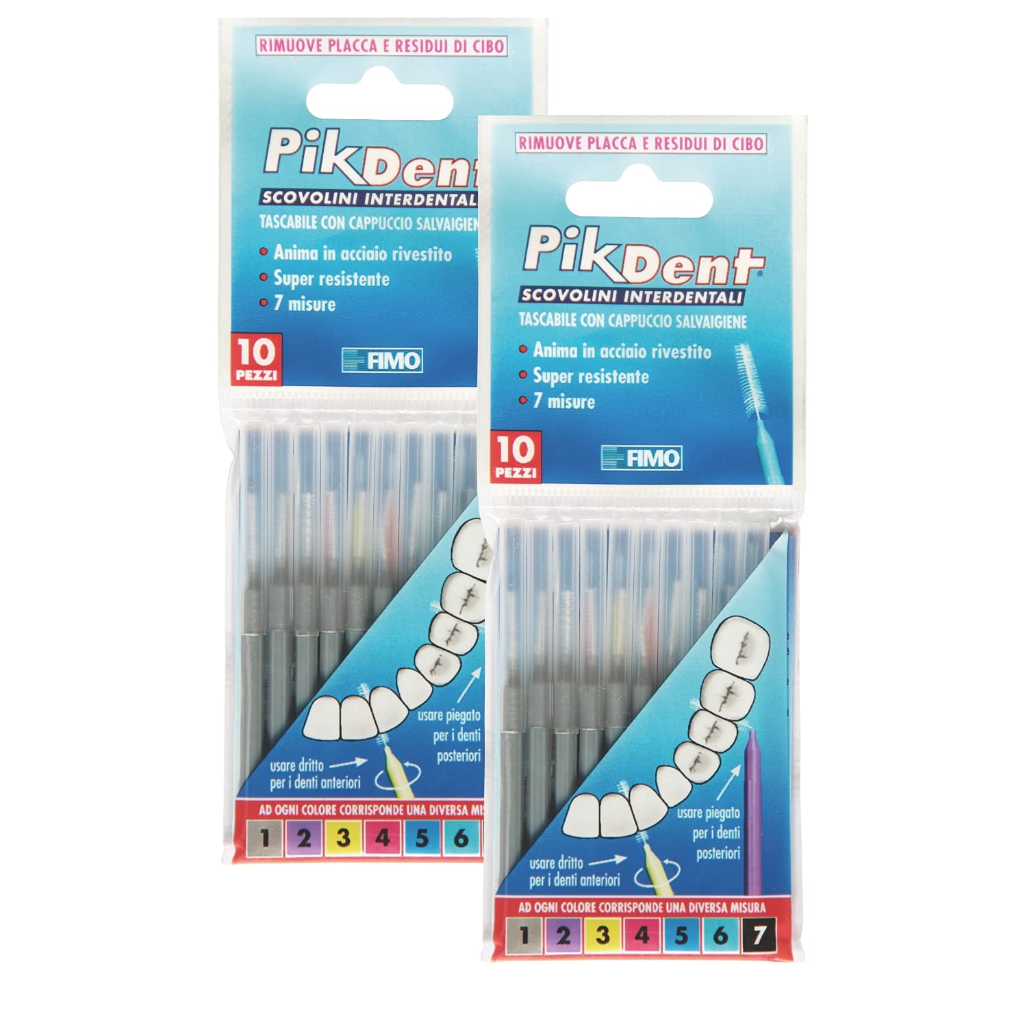 Pikdent - 20 Interdental Brushes. 7 Sizes. Coated Wire. (0.4mm Grey)