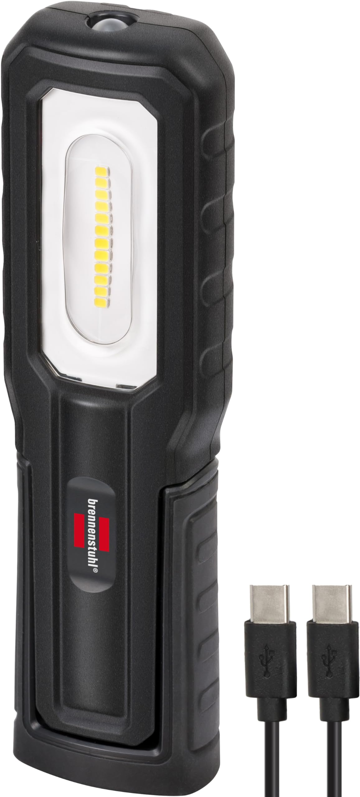 Brennenstuhl LED Rechargeable Torch HL 701 A/LED Work Light for Outdoor use IP54 (700+100lm, USB C Charging Cable Included, up to 10h Light Duration, Inspection Light with Magnets and Hook)