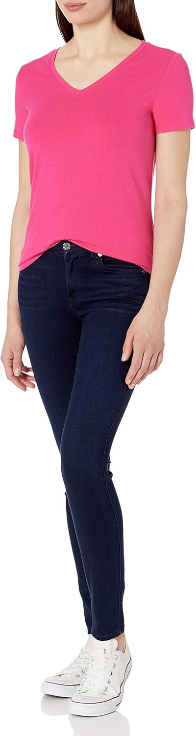  Essentials Women's 2-Pack Classic-Fit Short-Sleeve V-Neck T-Shirt: Clothing