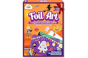 ZMLM Halloween Crafts Games for Kids - Fun Halloween Foil Art Mess Free Activity, Gifts for Ages 4 5 6 7 8 9 10 11 12 Girls Boys, Creative Arts and Crafts Kits Toys for Kids