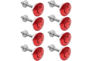 DOAHO Packs of 8 Universal Aluminum Vehicle Hood Pins-Quick Release Lock Latch Bumper-License Plate Lock Clip，Quick Release Lock Latch Bumper (Red)
