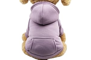 TYONMUJO Dog Hoodie with Pocket Pet Warm Sweater for Small Dogs Puppy Coat Purple XS