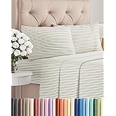 King Size 4 Piece Sheet Set - Comfy Breathable & Cooling Bed Sheets Set - Hotel Luxury Bedding for Women, Men, Kids, Teens, Boys & Girls - Deep Pockets, Soft, Wrinkle Free - Oeko-Tex - Beige Stripes 2