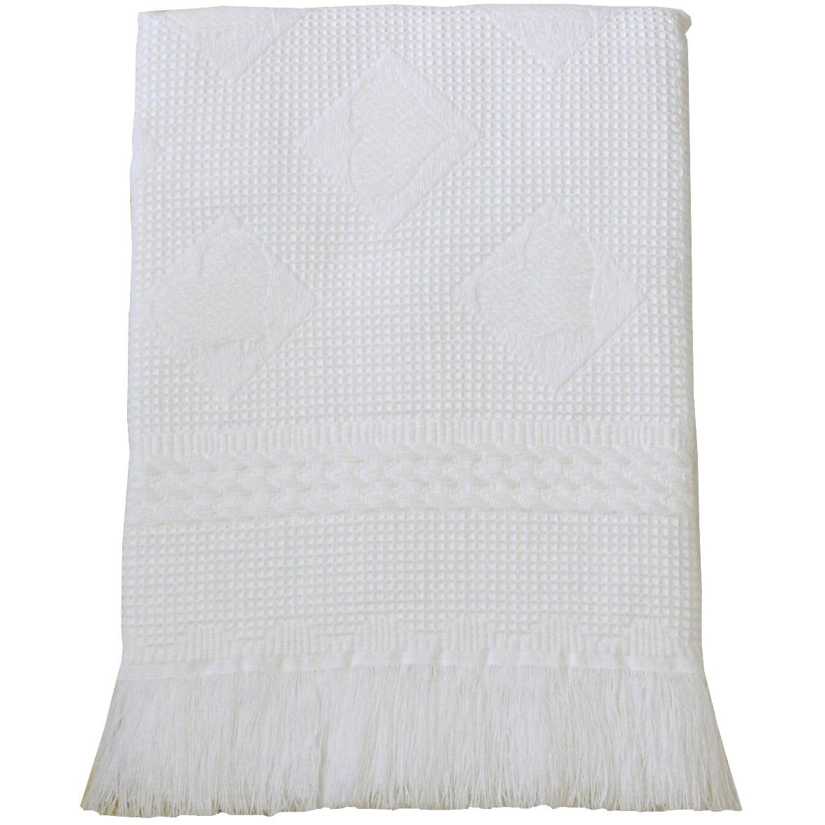 BabyPrem Baby Large Soft Acrylic Hearts Shawl Blanket 122 x 122cm WHITE