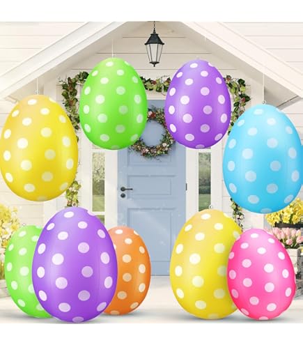 12-Pack Giant Inflatable Easter Eggs - 16" Durable Outdoor Decor With Pump (6 Colors)