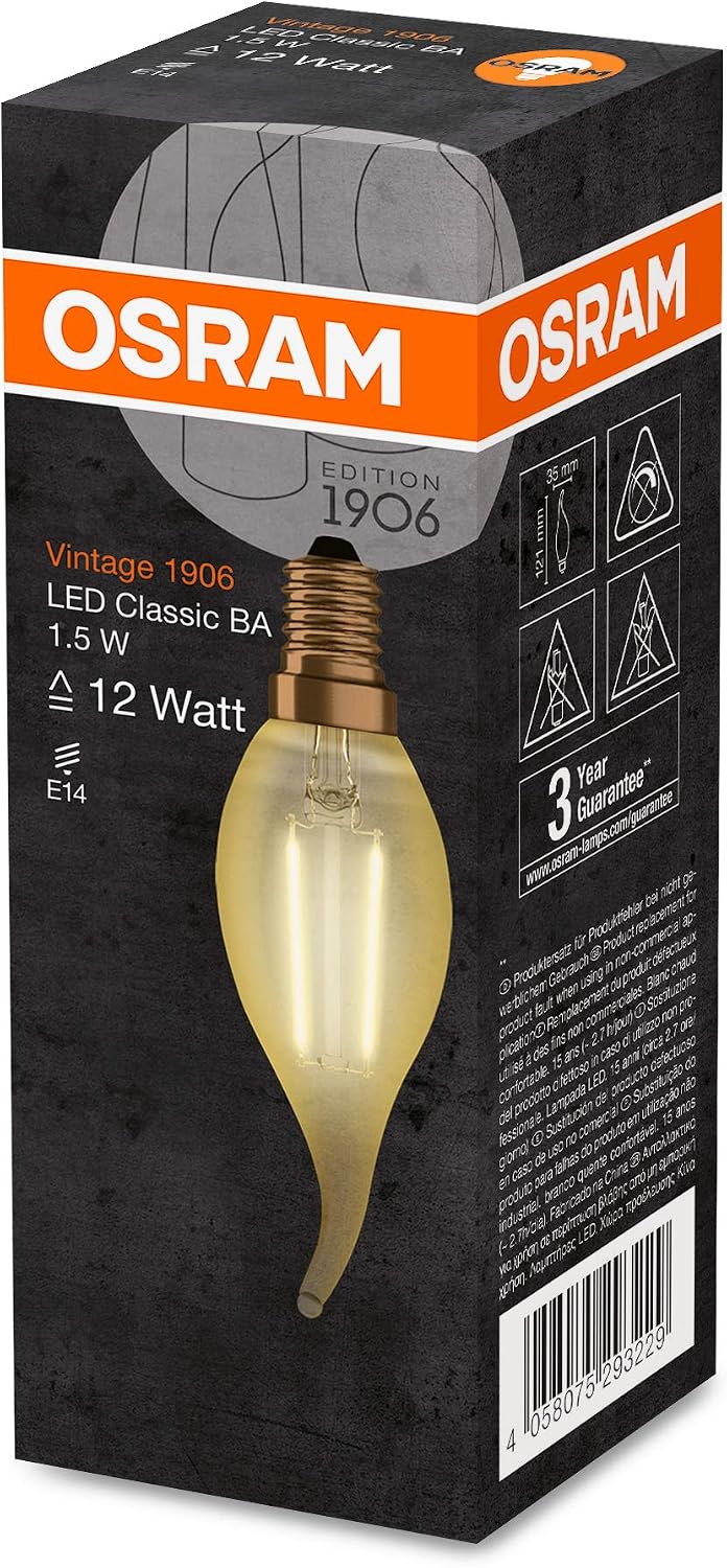 OSRAM LED lamp, Base: E14, Warm White, 2400 K, 1.50 W, Replacement for 12 W Incandescent Bulb - Image 4