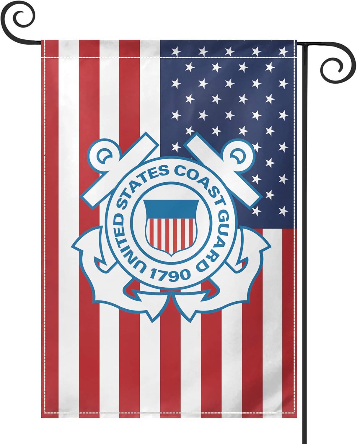 PRUNUS USA Flag US Coast Guard Decorative Garden Flag, Vertical Double Sided Premium Material Holiday Weather Resistant Decorative Lawn Flags Outdoor Decor 40