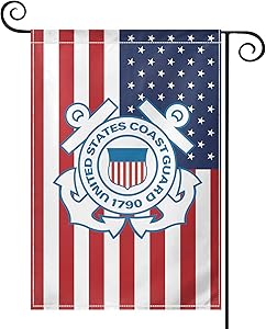 PRUNUS USA Flag US Coast Guard Decorative Garden Flag, Vertical Double Sided Premium Material Holiday Weather Resistant Decorative Lawn Flags Outdoor Decor 40