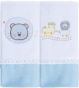 Cueiro Manta Bordados, Papi Textil, Azul, 80cmx80cm