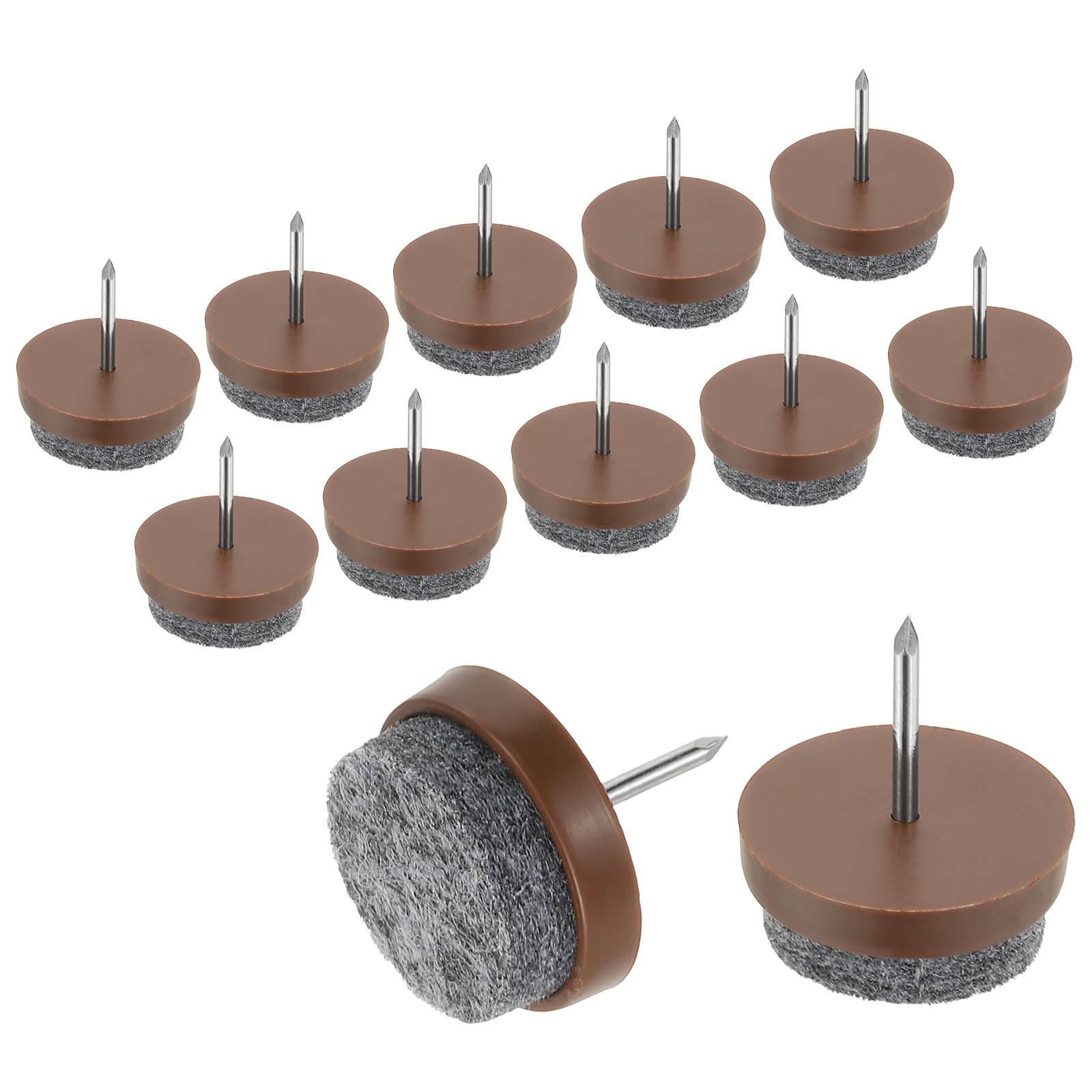 PATIKIL 0.79" Screw-on Furniture Felt Pad, 40 Pcs Nail on Chair Leg Floor Protectors Glide Round Slider Screw-in for Chair Table Furniture, Brown