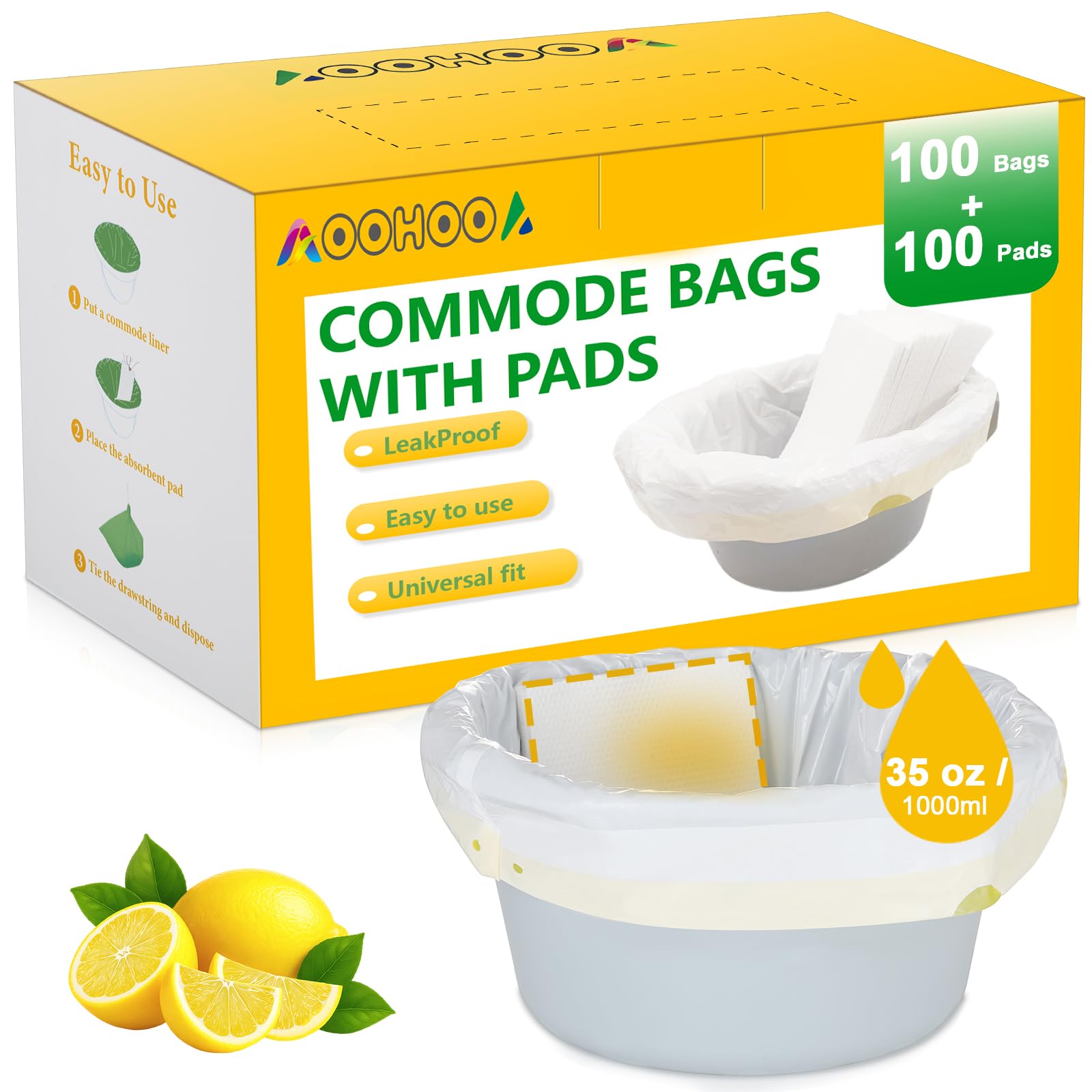 Photo 1 of ** BAGS ARE MISSING**
Bedside Commode Liners with Pads | 100 Commode Bags+100 Absorbent Pads | Leak-Guard | Rapid Absorption | Lemon Scented | Bedpan | Bedside Commode | Camping Toilet