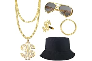 Boonbery Hip Hop Costume Kit 80s 90s Rapper Accessories, Outfits for Men Women Cosplay Gatherings Club Nostalgia Old School Themed Party Supplies