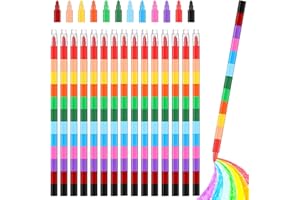 15 Pcs Stackable Crayons, Mini Crayon Packs, Rainbow Colored Pencils, Stacking Crayons Markers Pen for Toddlers Drawing Gifts