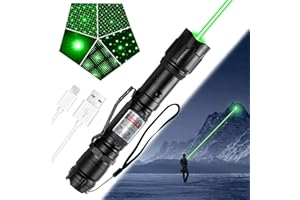LETEAPII Green Light Flashlight, Long Range Dot Beam Pen Tactical Flashlights with Star Cap Adjustable Focus, Rechargeable for Outdoor Use, TV/LED/LCD Screens, Astronomy, Camping and Presentations