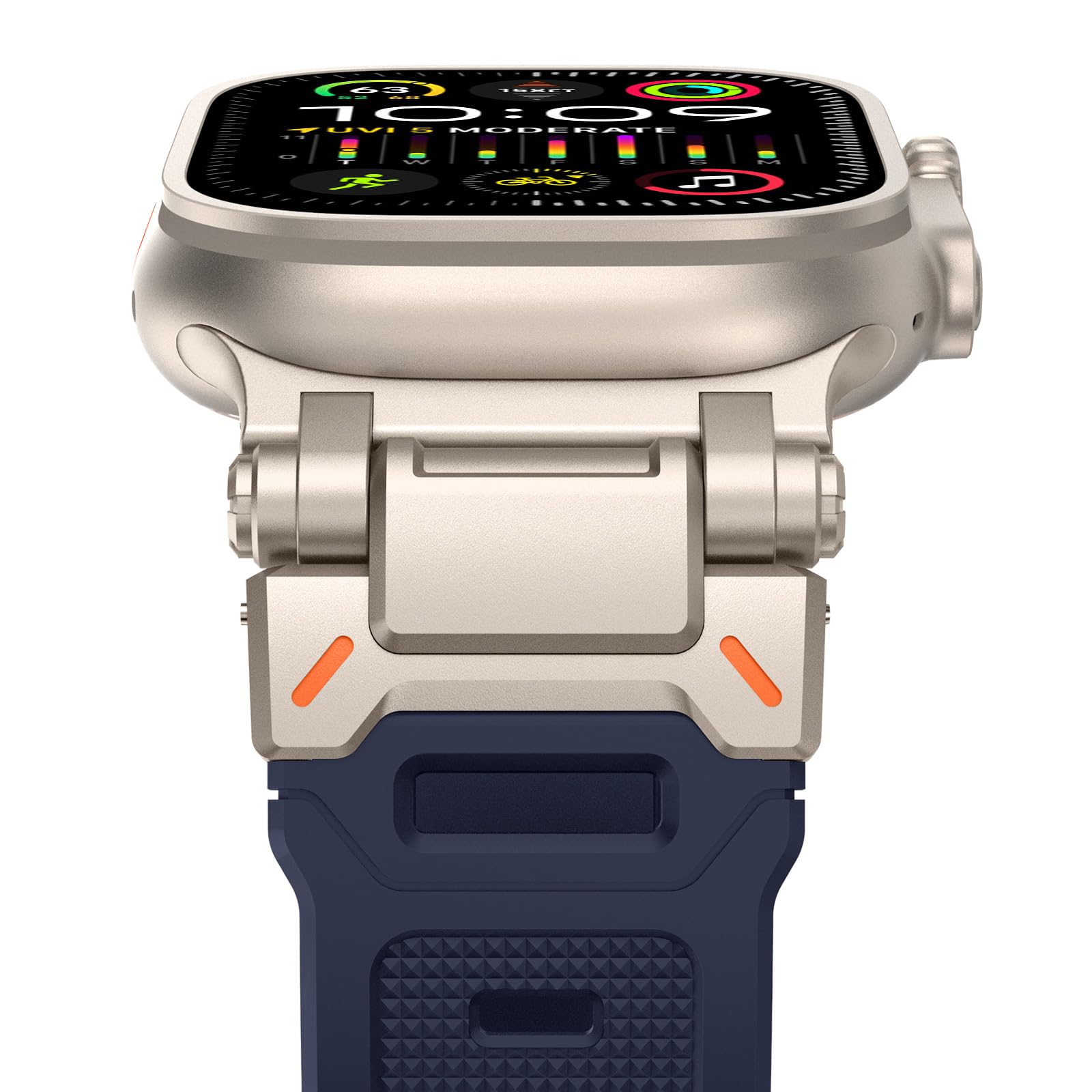 Fullife 49mm 46mm 45mm 44mm 42mm(Series 3 2 1) Compatible with Apple Watch Silicone Straps,Sport Strap Replacement Band for iWatch Ultra 3 2 1,Series 11/10/9/8/7/6/5/4/3/2/1/SE,Blue/Titanium Connector