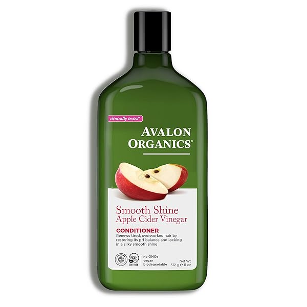 AVALON ORGANICS CONDITIONER, SMOOTH SHINE APPLE CIDER VINEGAR, 11 OZ (PACK OF 6)