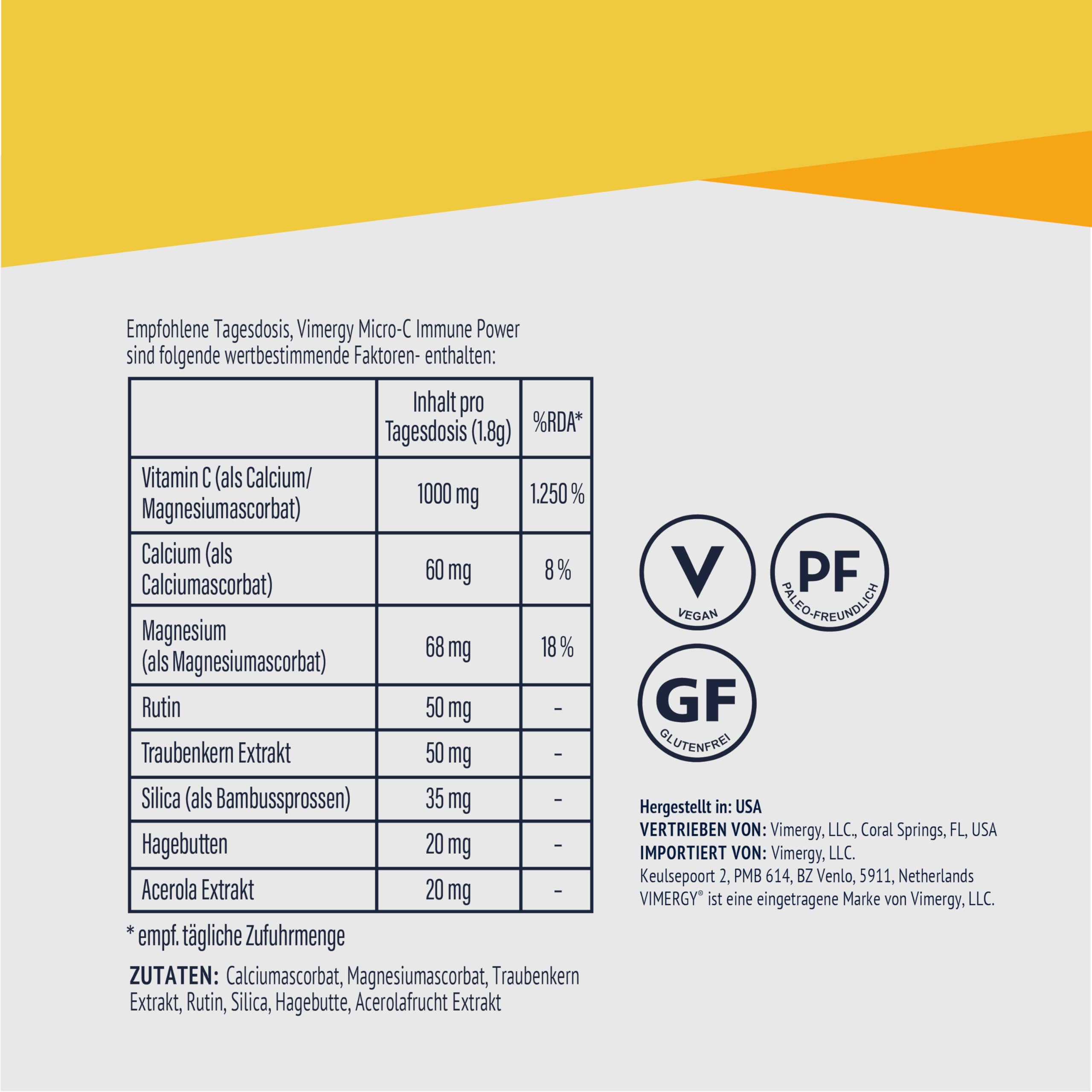 Vimergy Micro-C Immunkraft, 278 Einnahmen – Vitamin C 1000 mg – Sanfte Ascorbinsäure - Vitamin C Gepuffert als Pulver – Immunsystem & Nerven – Knochen & Knorpel – Glutenfrei -Vegan (500 g) 5