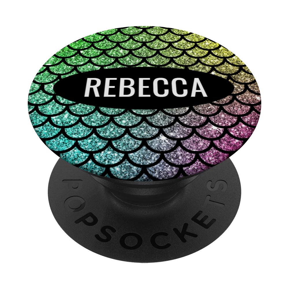 Rebecca Gift Mermaid Rainbow Pink Aqua Green Rebecca PopSockets PopGrip: Swappable Grip for Phones & Tablets