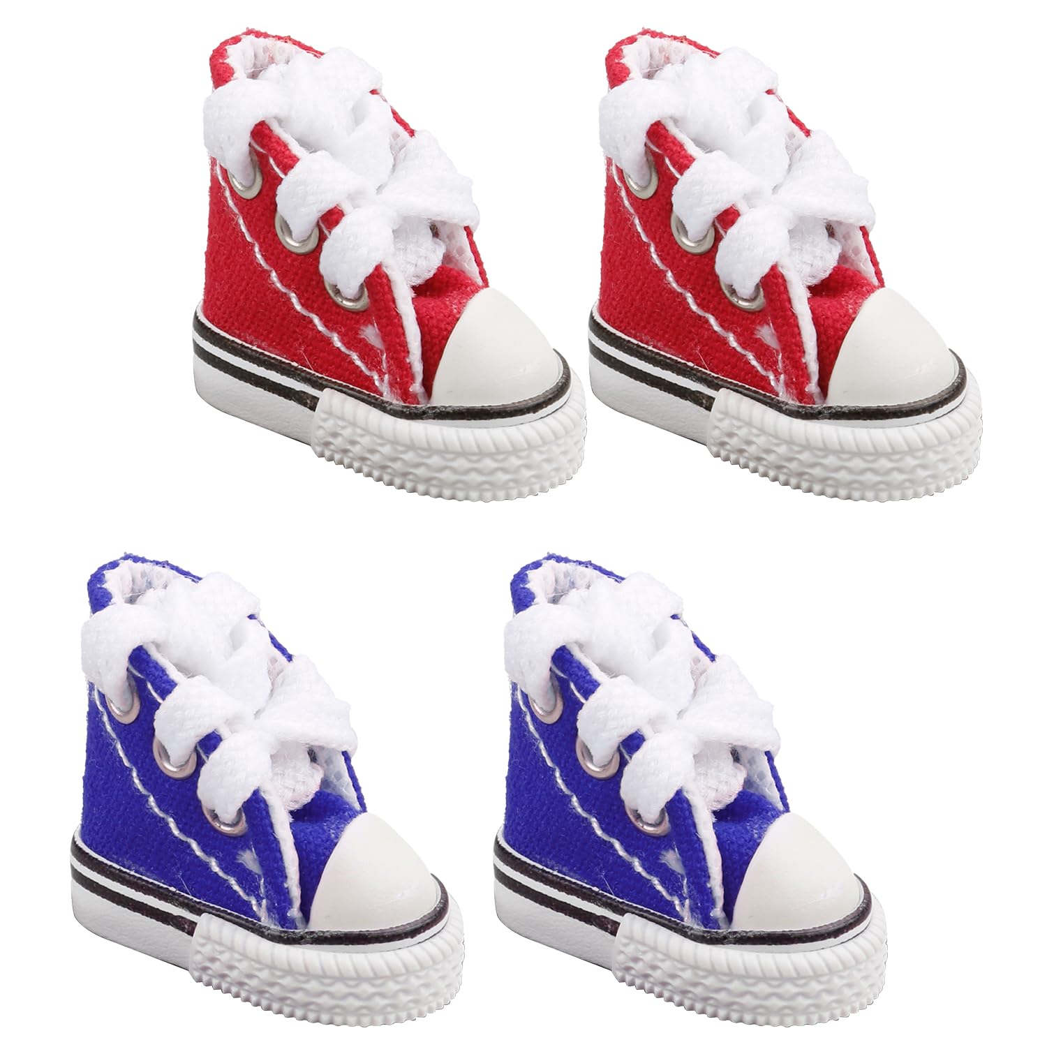 Luckious Mini Canvas Shoes: Cute Fingerboard Shoes, BJD Doll Accessories, Cotton Doll Decoration, Children's Gifts, Fingerplay Breakdancing (Red+Blue)