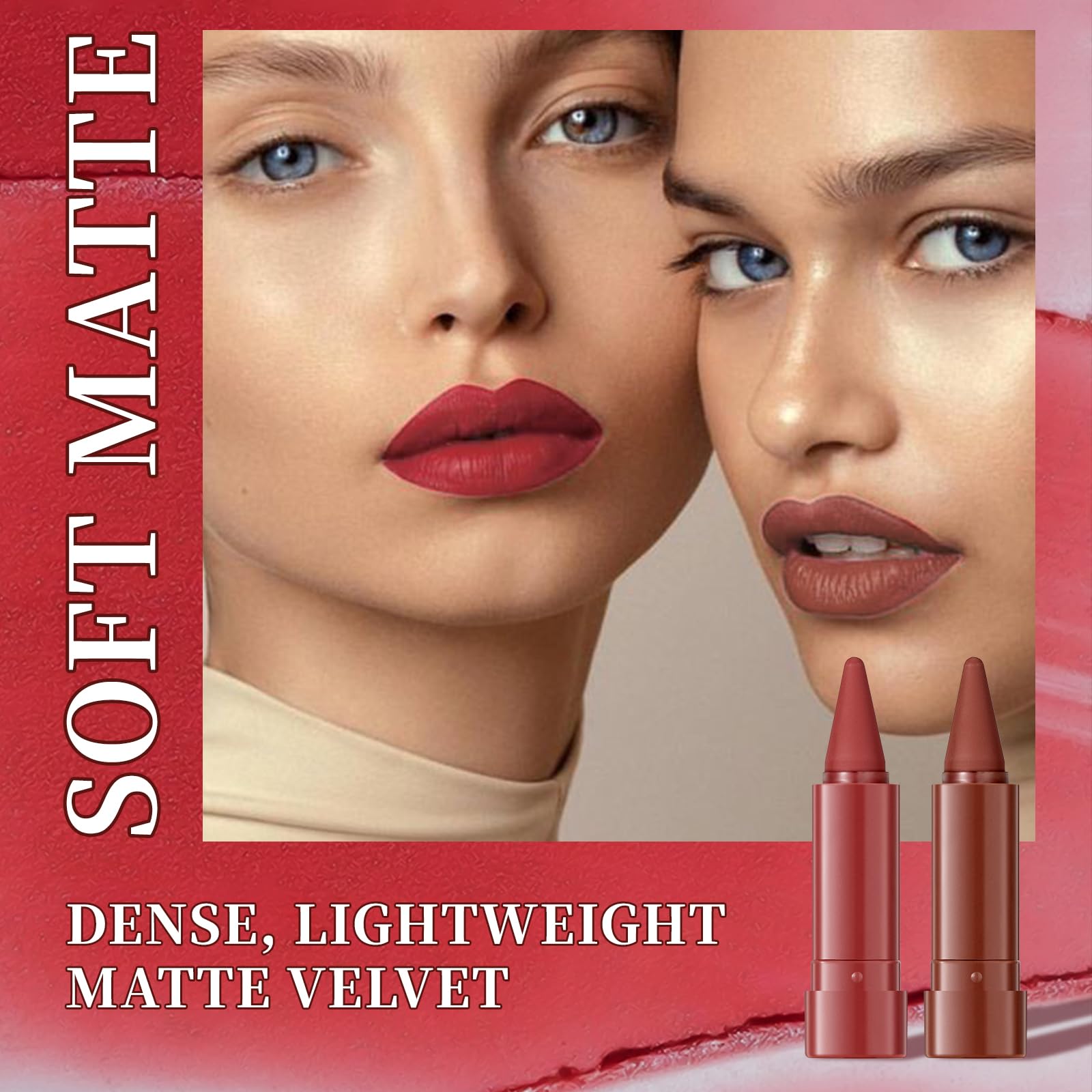 Beauty Glazed 6 Pcs Gradient Lip Liner and Lipstick Combo Set - 2-in-1 Ombre Lipstick & Brown Lip Liner Duo - Waterproof, Long-Lasting, Matte Finish - Smudge-Proof, Full Coverage Lip Kit for Fuller & Plumper Lips