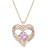 Leafael Valentine's Day Gift Necklaces for Women, Infinity Love Double Heart Pendant paved with Crystals and engraved with I love you for always and forever, Birthday Jewelry Gift for Her Mom Wife
