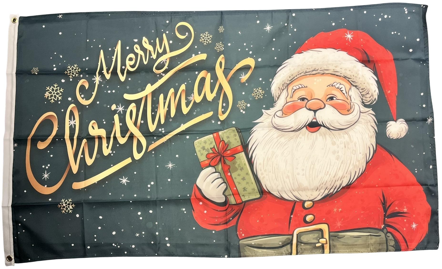 NWFlags Merry Christmas Santa Green Flag 5ft x 3ft 75d Premium Polyester Suitable For Flagpoles | Strong Polyester 5x3 foot material flag with Eyelets Happy Xmas Festive Banner Jolly Father Christmas