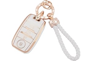 EKALA for Kia Key Fob Cover 4 Buttons Soft TPU Full Covers Protection Keys Shells Bling Keychain Compatible with Kia Optima Soul Sportage Sorento Forte NIRO Rio Smart Key Fob Case Protector (Ki-4S)