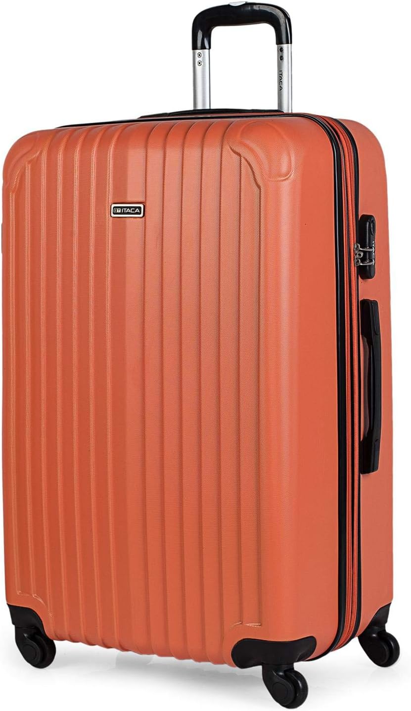 ITACA - Set 2 Suitcases and Beauty case 4 Wheels ABS. Rigid and Lightweight. Padlock. Extensible. Small and Medium, Yellow