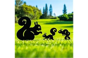 SRDJXY Squirrel Metal Garden Stakes Decorative Squirrel Gifts for Women/Men,Black Silhouette Statues for Yard Art,Outdoor Decor,Outside,Patio,Lawn Ornaments,Garden Decorations