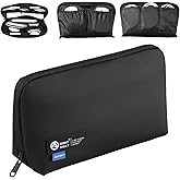 RIGHT AWAY Travel Tech Pouch，Waterproof Cord Case，Electronics Organizer Travel Case，Cable Organizer Storage Bag For Phone, Charger, Accessories(BLACK)