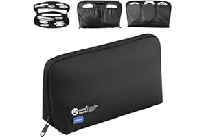 RIGHT AWAY Travel Tech Pouch，Waterproof Cord Case，Electronics Organizer Travel Case，Cable Organizer Storage Bag For Phone, Charger, Accessories(BLACK)