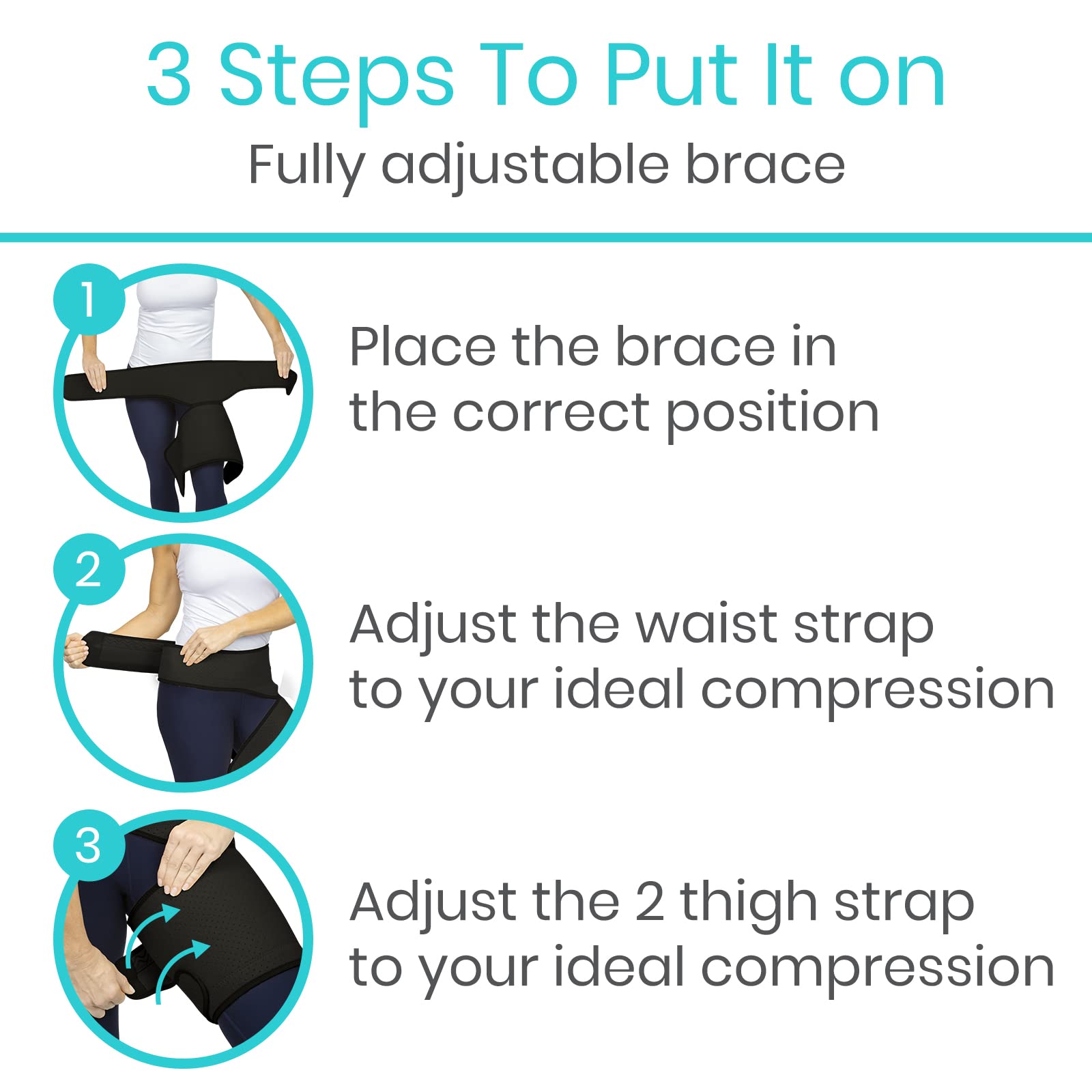Vive Hip and Groin Brace - Sciatica Brace - Bursitis Hip Pain Relief for Women and Men - Hip Flexor Compression Wrap Support - Thigh, Hamstring Recovery for Joints, Nerve Pulled Muscles and Arthritis