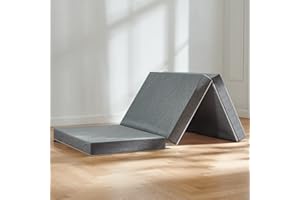 IYEE NATURE Tri Folding Mattress, 6 inch Queen Size Folding Memory Form Mattress Topper with Washable Cover, Fodable Mattress for Camping, Guest, Yoga - 78"x 58"x 6"