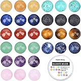 100Pcs Natural Crystal Beads Stone Gemstone Round Loose Energy Healing Beads with Free Crystal Stretch Cord for Jewelry Makin