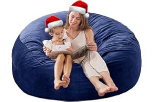 EDUJIN Large Bean Bag Chair for Adults/Kids with Filling, 3 ft Memory Foam Bean Bag Chairs with Filler Included, Ultra Soft Dutch Velvet Fabric, Bean Bag for Living Room - 3 Foot,Dark Blue