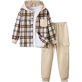 Yhnslsf Boys Clothes Fall Winter Outfits, Toddler Boy Sweatsuit Plaid Hoodie Pants Clothing Set For Kids Boys Size 5-12 Years