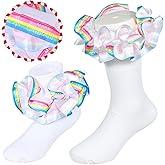 KUANINUNAR Toddler Lace Green Red Cute Dwarf and Merry Christmas Ruffles Socks for Girls Turn Cuff Gnomes Frilly Dress Sock