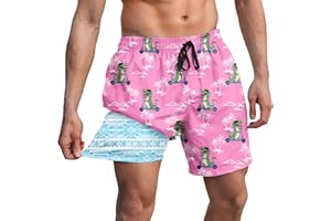 westwolf Men Swim Trunks 5.5 Inch Board Shorts 2 in 1 Swimwear with Compression Liner