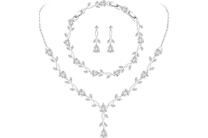 GZWHD Wedding Jewelry Sets for Bride Bridesmaid Women Cubic Zirconia Necklace Earrings Bracelet Set Gift for Mother Friend Wife Daughter Sister Party Prom Jewelry