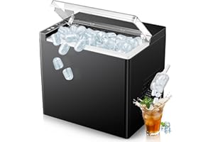 Countertop Ice Makers Machine, Portable Ice Machine Producing 9 Ice Cubes Within 6 Mins, Bullet Ice Available in Two Sizes(S/L), Compact Mini Ice Maker Appliance for Home Kitchen Camping (Soot)