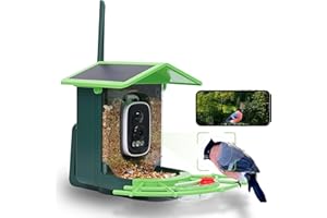 JIFUGLOB Bird Feeder with Camera, AI Birds Identification, Solar Powered, Live View, Instant Alerts, Capture Bird Videos, 2K HD Camera, Ideal Gift for Family and Enthusiasts (Green)