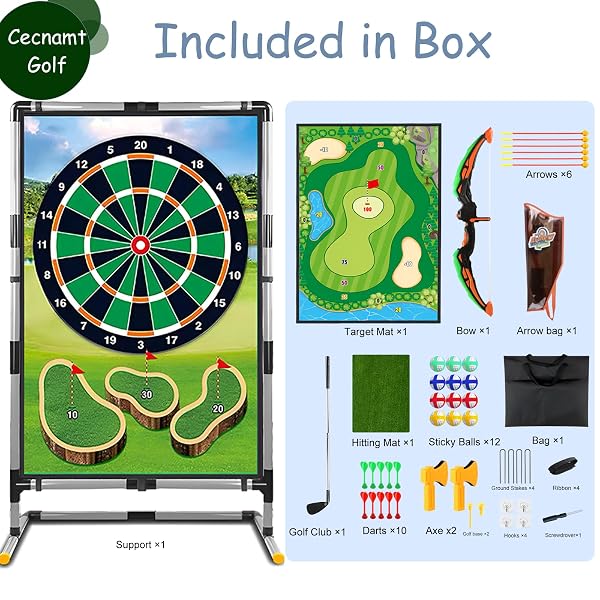 CECNAMT GOLF CHIPPING GAME – BATTLE GOLF WITH DOUBLE-SIDED HITTING MAT & STAND, CHIP STICKY PRACTICE GAME FOR ADULTS & KIDS, INDOOR & OUTDOOR